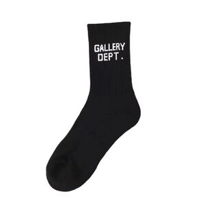 Gallery Dept. Black Socks Ribbed White Logo Casual Fashion Comfort OSFA‎ 1 pair